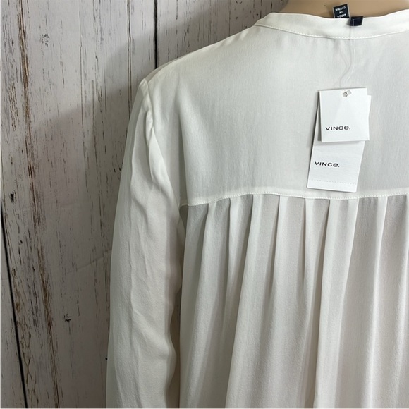 NWT Vince 100% Silk Cream Offwhite Wisteria Wallflower Silk Shirt - Picture 8 of 14